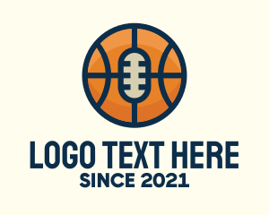 Mic - Basketball Sport Podcast Radio logo design