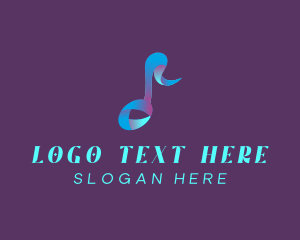 Audio - Musical Note Ribbon logo design