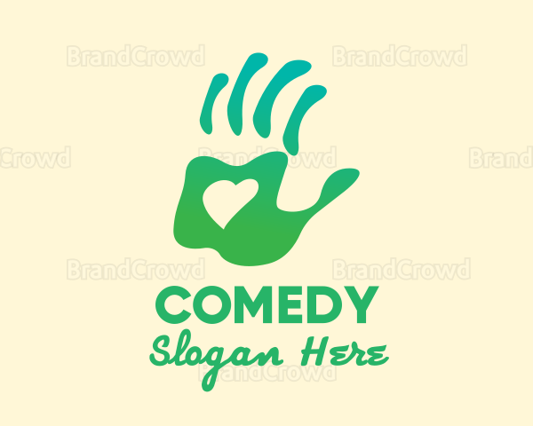 Green Handprint Love Logo
