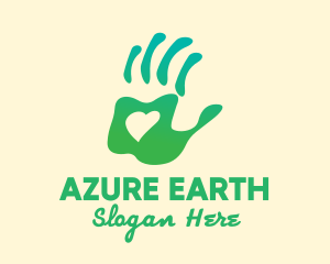 Green Handprint Love logo design