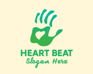 Green Handprint Love logo design