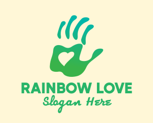 Green Handprint Love logo design