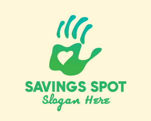 Green Handprint Love logo design