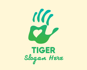 Vegetarian - Green Handprint Love logo design