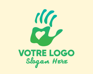 Save The Earth - Green Handprint Love logo design