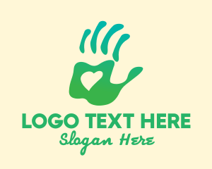 Vegan - Green Handprint Love logo design