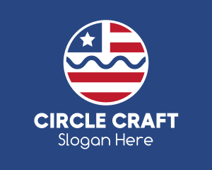 Circle American Flag  logo design