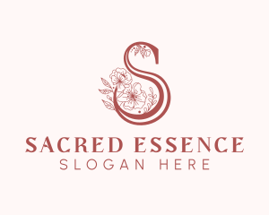 Botanical Floral Letter S logo design