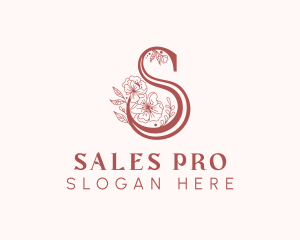 Botanical Floral Letter S logo design