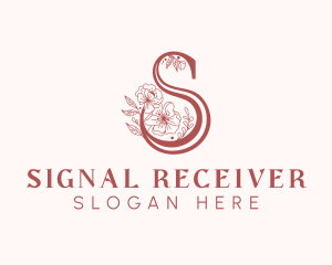 Botanical Floral Letter S logo design