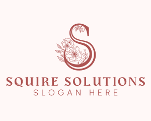 Botanical Floral Letter S logo design