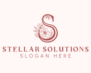 Botanical Floral Letter S logo design