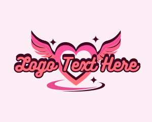 Valentine - Heart Wings Orbit logo design