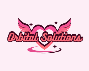 Heart Wings Orbit logo design