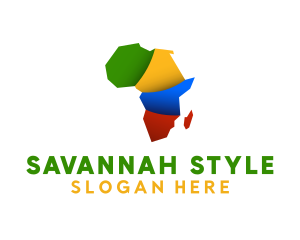 Savannah - Colorful African Map logo design