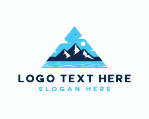 Trekking - Mountain Lake Adventure logo design