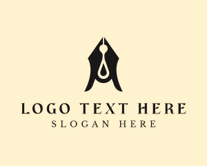 Letter A - Simple Fountain Pen Drop logo design