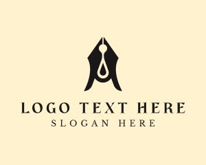 Copywriter - Simple Fountain Pen Drop logo design