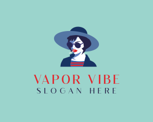 Woman Hat Cigarette logo design