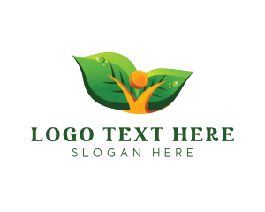Human - Human Leaves Plant logo design