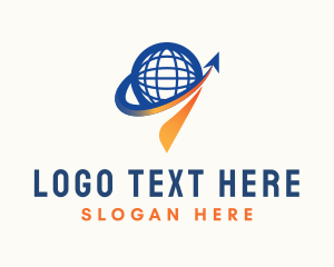 Paper Airplane - Travel Globe Pin logo design