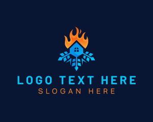 Thermal - House Snowflake Fire Thermal logo design