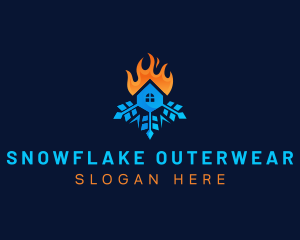 House Snowflake Fire Thermal logo design