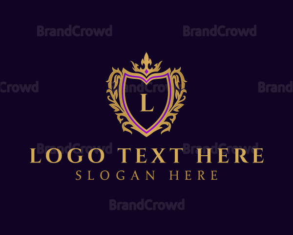 Elegant Crown Shield Crest Logo