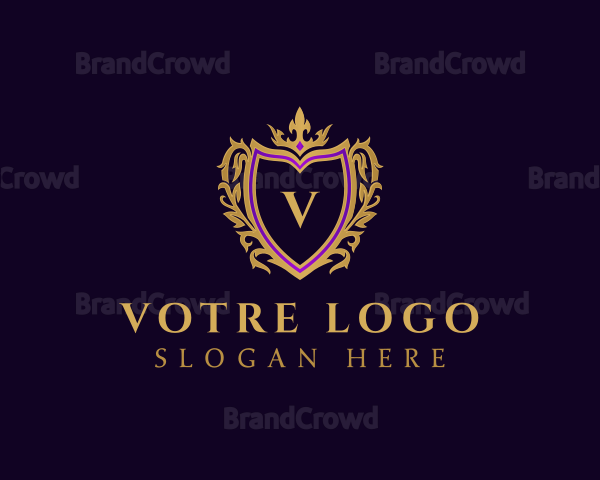 Elegant Crown Shield Crest Logo