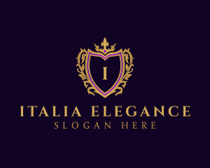 Elegant Crown Shield Crest logo design