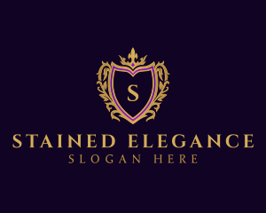 Elegant Crown Shield Crest logo design