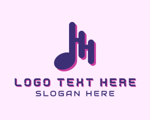 Techno - Music Note Beat logo design
