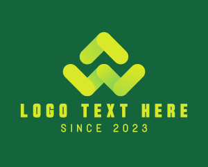 Round - Green Arrow Letter W logo design