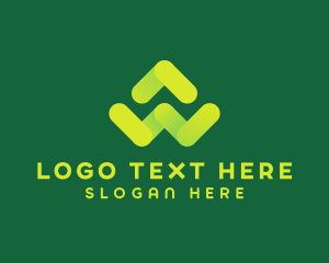 Directional - Green Arrow Letter W logo design