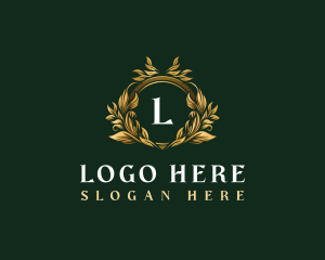 Floral Wreath Crest logo design