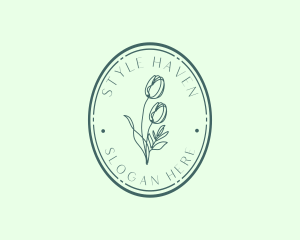 Luxury Salon Floral Oval logo design