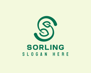 Organic Leaf Letter S  logo design