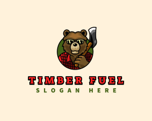 Firewood - Bear Axe Lumberjack logo design