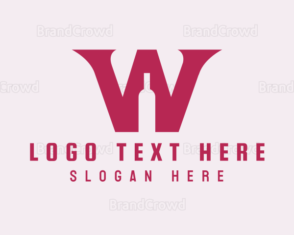Letter W Wine Bottle Logo