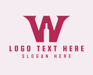 Lounge Bar - Letter W Wine Bottle logo design