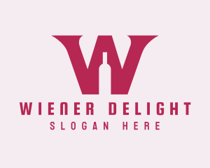 Letter W Wine Bottle  logo design