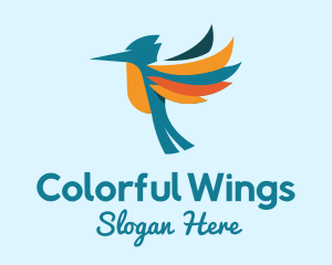 Colorful Hummingbird Wings logo design