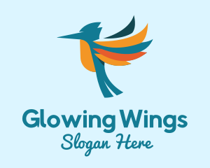 Colorful Hummingbird Wings logo design