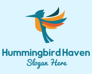Hummingbird - Colorful Hummingbird Wings logo design