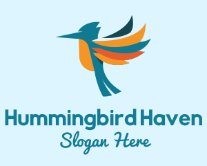 Colorful Hummingbird Wings logo design