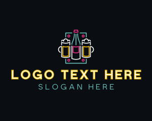 Drinking Game - Neon Beer Bar logo design