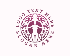 Leaf - Meditation Tree Woman logo design