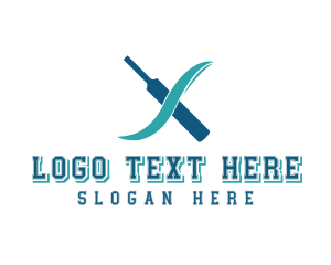 League - Cricket Bat Letter X logo design