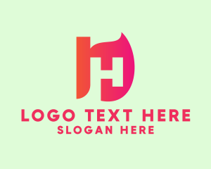 Modern Letter H Flame  Logo