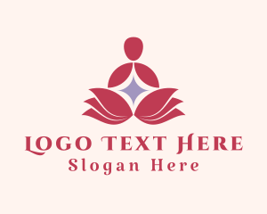 Yoga Teacher - Lotus Flower Meditation logo design